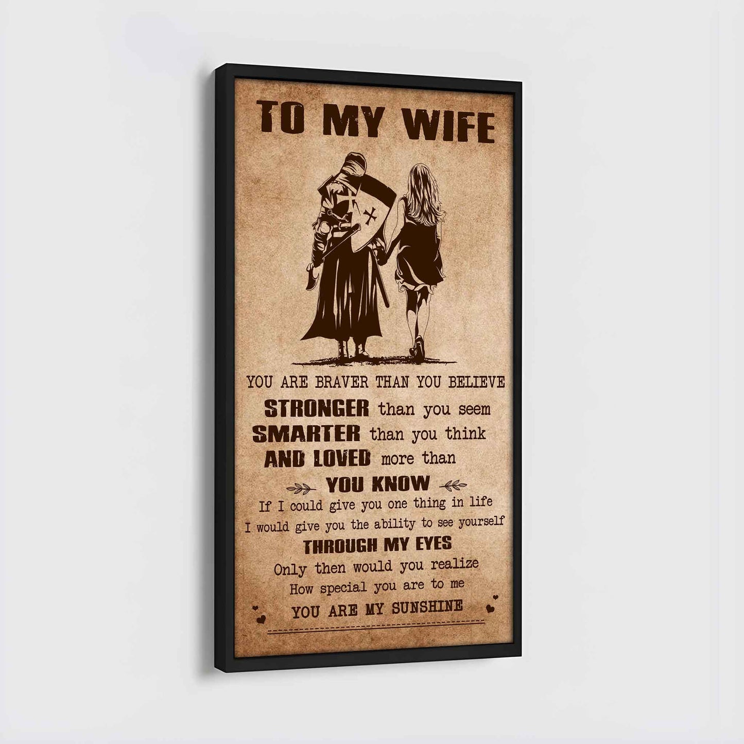 samurai poster canvas you are braver than you believe - you are my sunshine gift for your wife