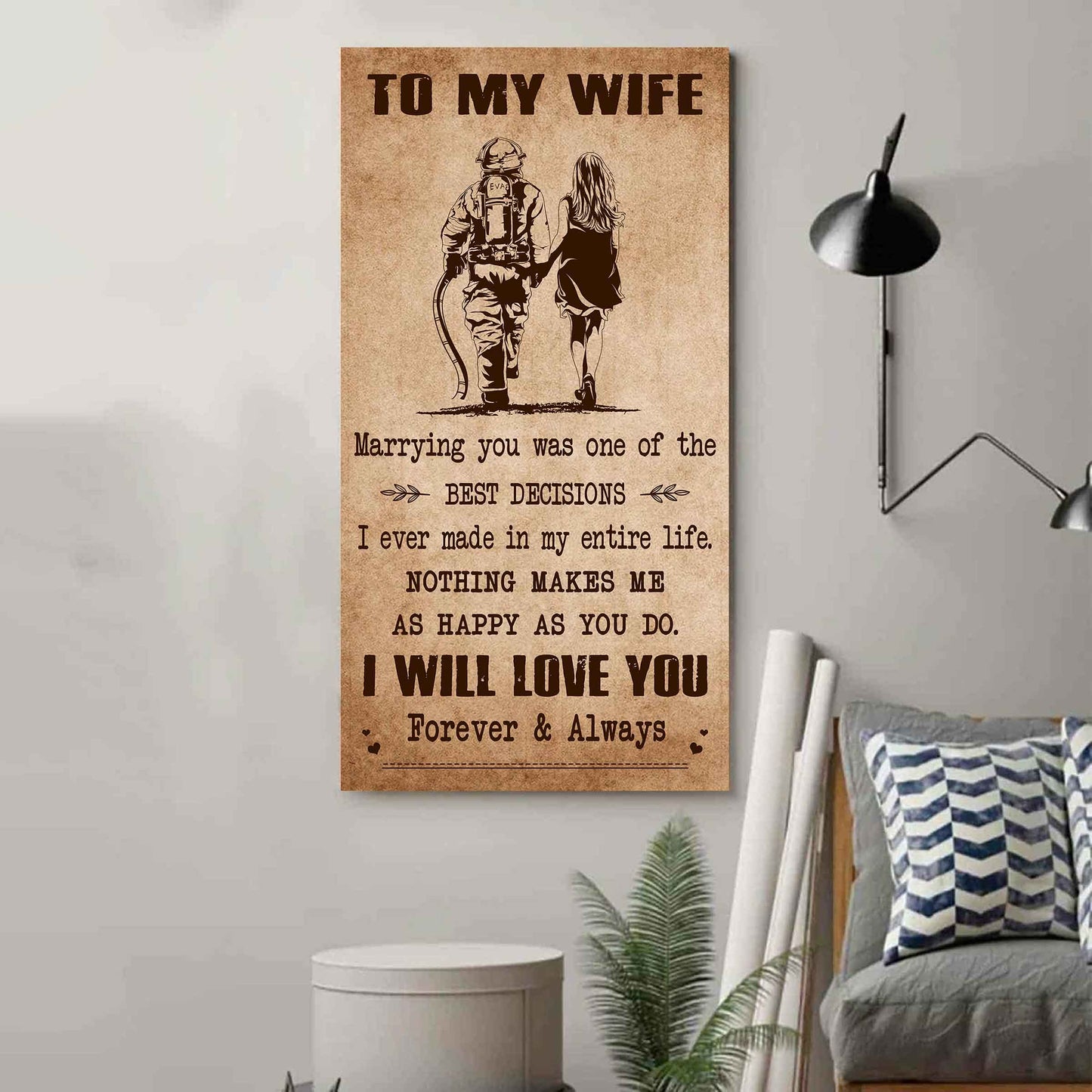 samurai poster canvas to my wife marrying you was one of the best decisions - i will love you forever and always gift for your wife