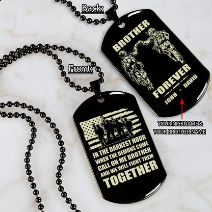 Soldier dog tag black call on me brother Father's day and 4th of July day gifts