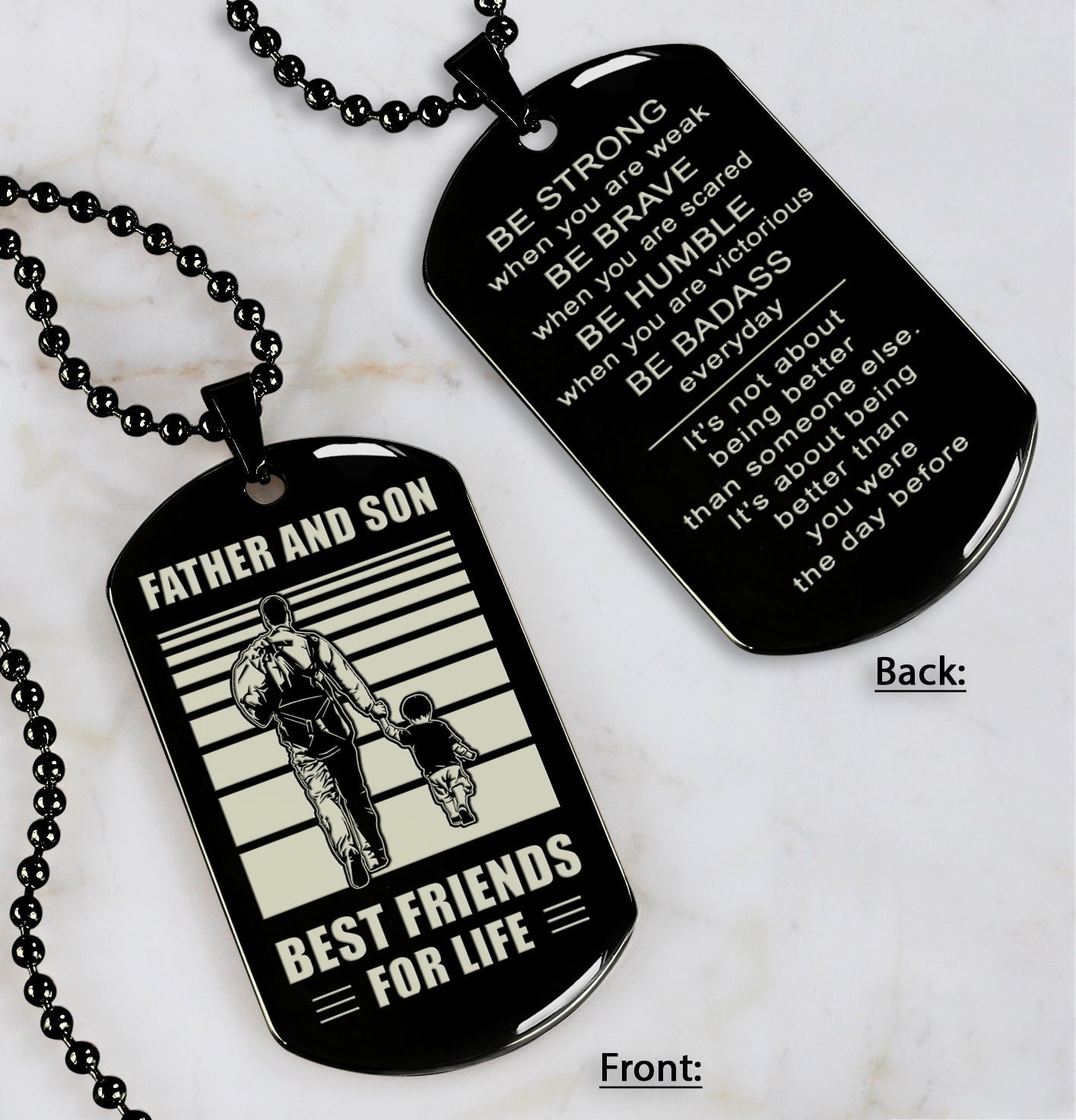 sto-personalized double sided dog tag father and son best friends for life - message on the back side