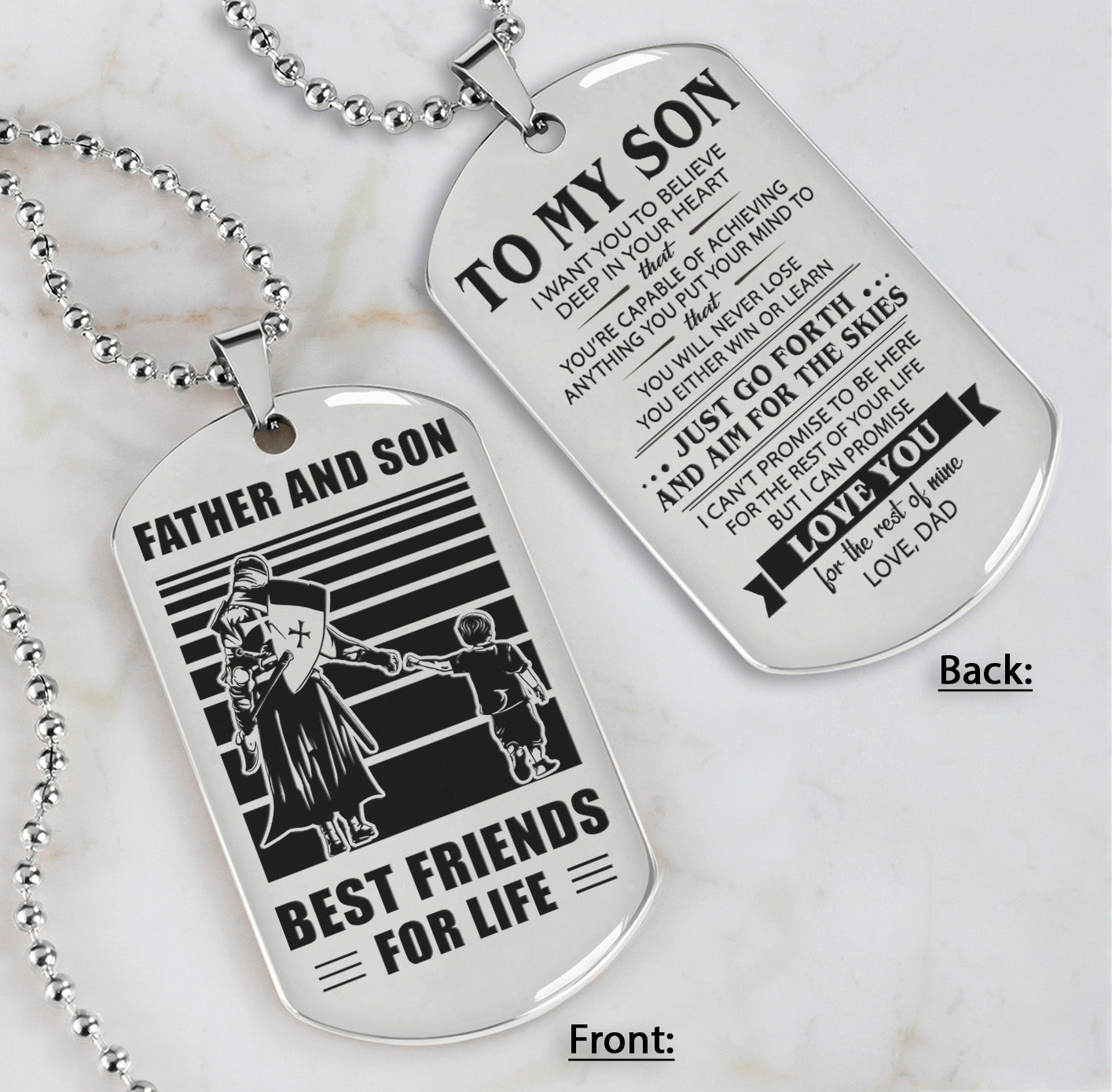 hm12 - customizabled double sided dog tag father and son best friends for life