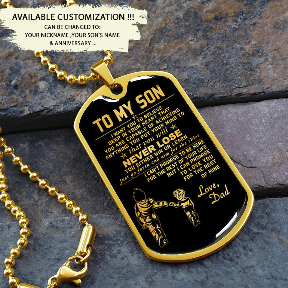 military chain dad to son dog tag you will never lose gift for son best gifts