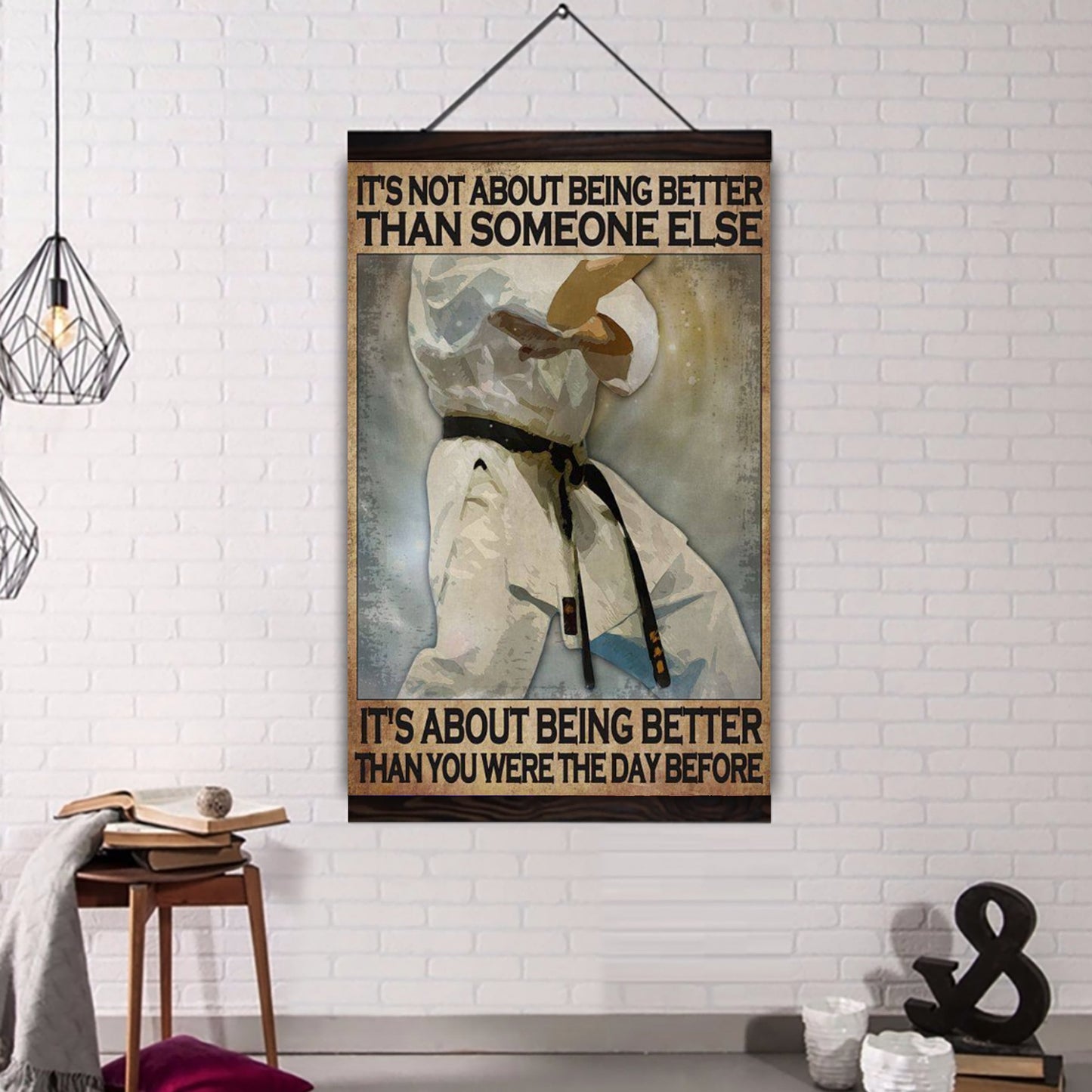 karate poster canvas it is not about being better than someone else it is about being better than you were the day before