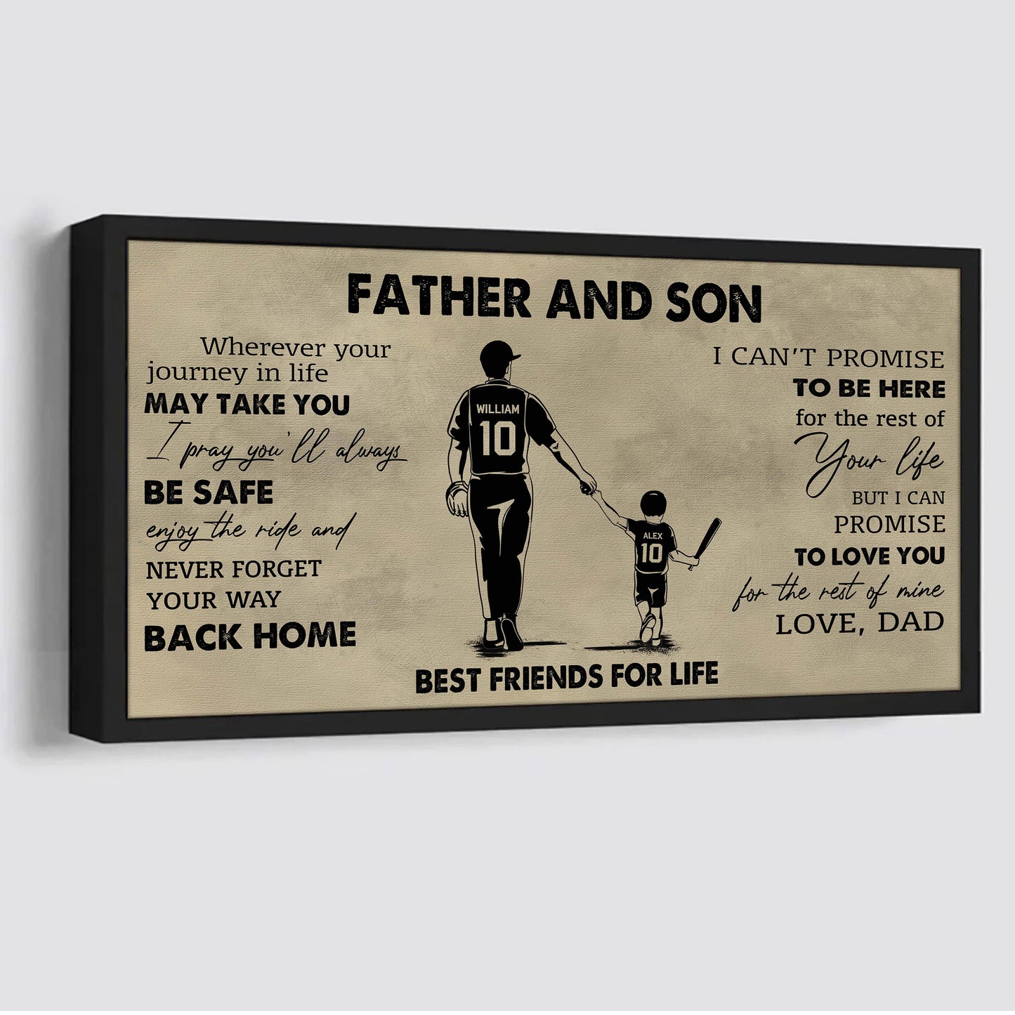 family father and son best friends for life - never forget your way back home poster canvas gift for son from father