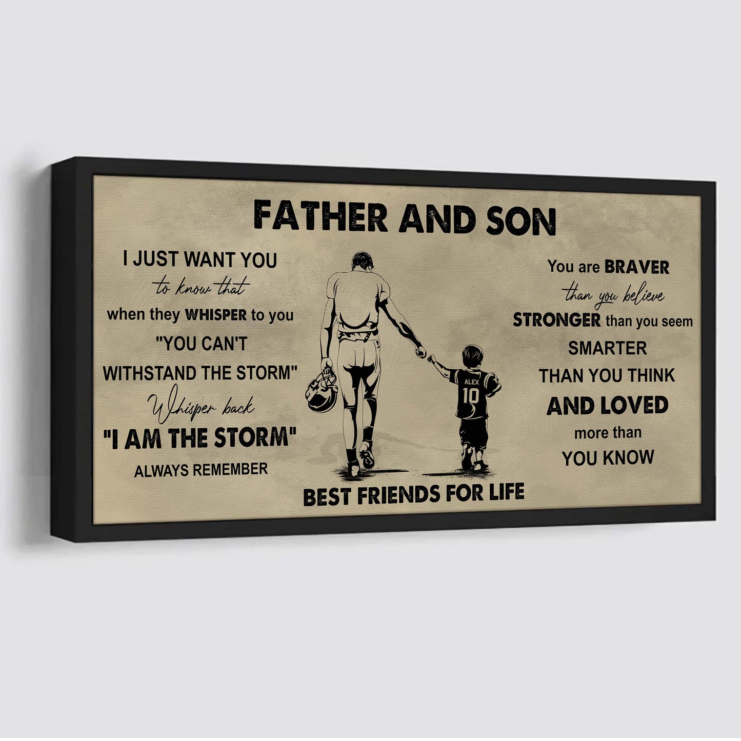 hockey father and son best friends for life - i am the storm poster canvas gift for son from father