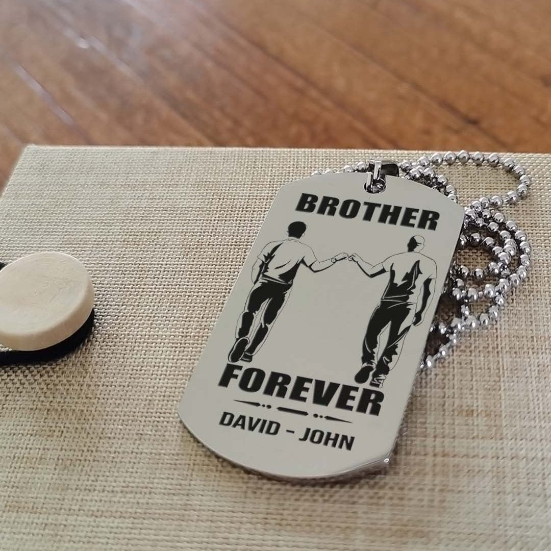 soldier customizable engraved black dog tag double sided gift from brother, brother forever