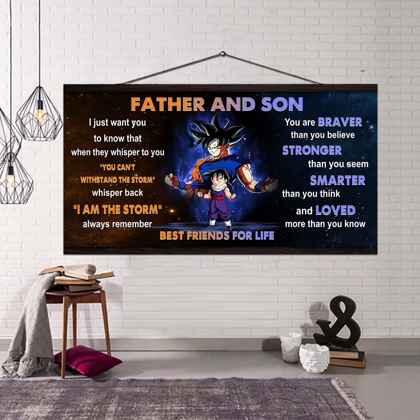 personalized gk to son poster canvas father and son best friends for life - message for your son gifts for him