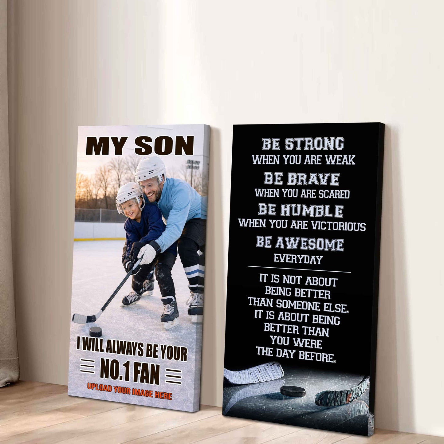Baseball- My Son Be Strong When You Are Weak Be Awesome Everyday Set 2 Canvas Wall Art From Dad To Son