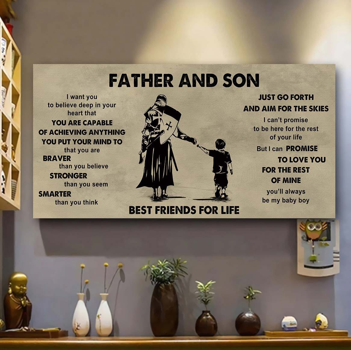 family photo upload father and son best friends for life  - that you are braver than you believe poster canvas gift for son from father