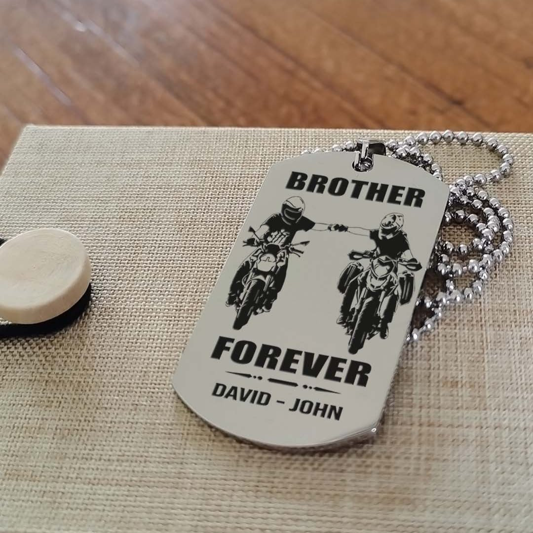 biker customizable engraved black dog tag double sided gift from brother, brother forever