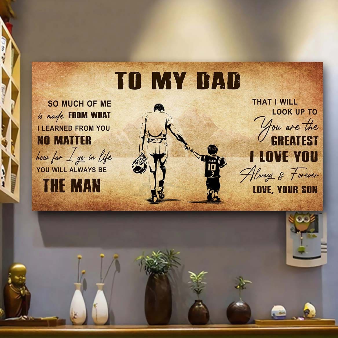 family to my dad - you are the greatest i love you poster canvas from son to father gifts for father