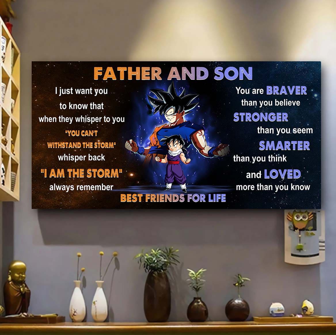 personalized gk to son poster canvas father and son best friends for life - message for your son gifts for him