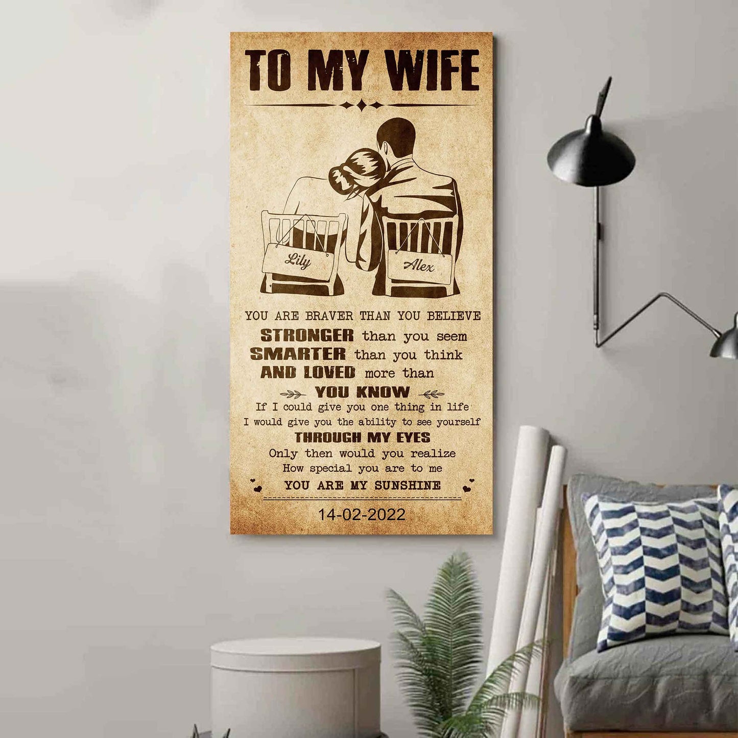 samurai poster canvas you are braver than you believe - you are my sunshine gift for your wife