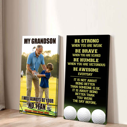 Baseball- My Grandson Be Strong When You Are Weak Be Awesome Everyday Set 2 Canvas Wall Art From Grandpa To Grandson
