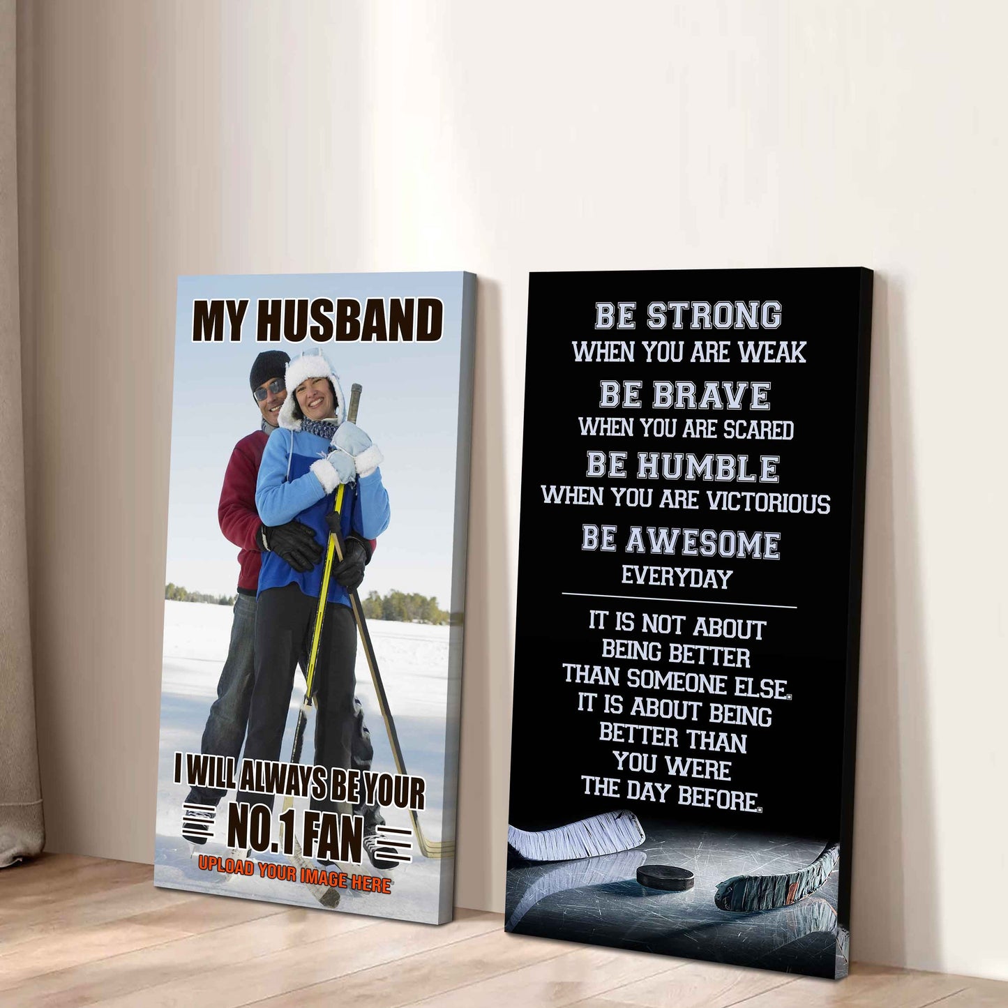 Sport Couple To My Husband Be Strong When You Are Weak Be Awesome Everyday Set 2 Canvas Wall Art