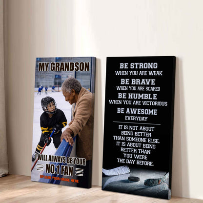 Baseball-My Grandson Be Strong When You Are Weak Be Awesome Everyday Set 2 Canvas Wall Art From Grandma To Grandson