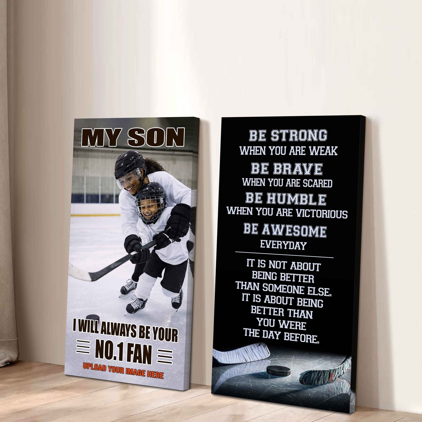 Baseball-My Son Be Strong When You Are Weak Be Awesome Everyday Set 2 Canvas Wall Art From Mom To Son