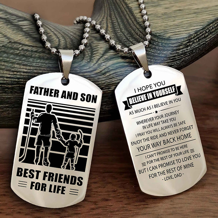 cowboy personalized double sided dog tag to my son i love you - enjoy the ride and never forget your way back home from