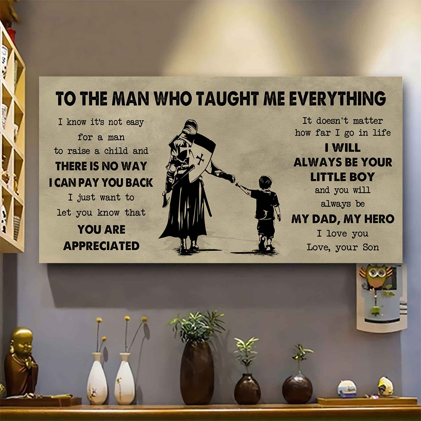 drb to the man who taught me everything - you will always be my hero poster canvas gift for father - photo upload