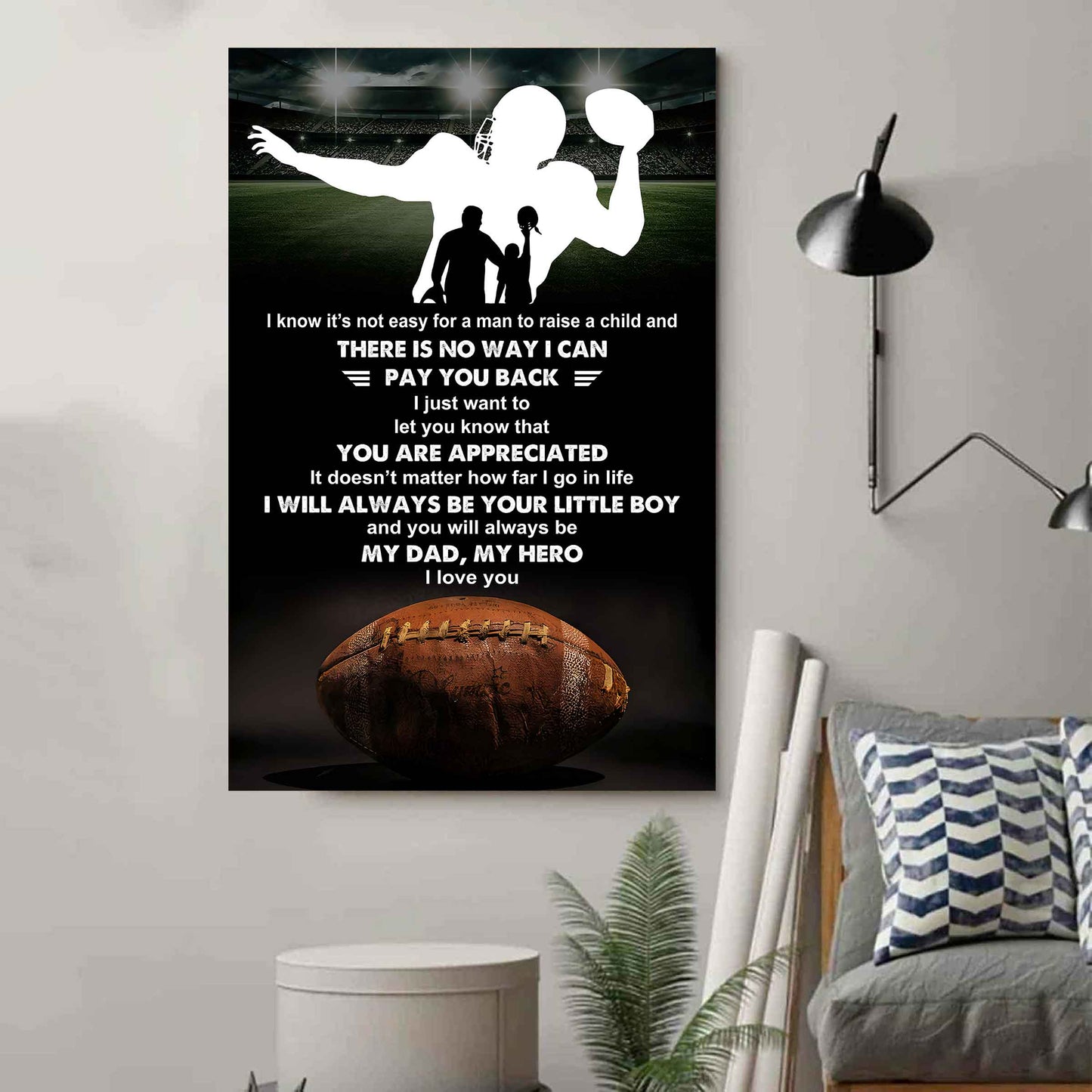 poster child canvas to my dad i know it's not easy - i will always be your little boy gift from son