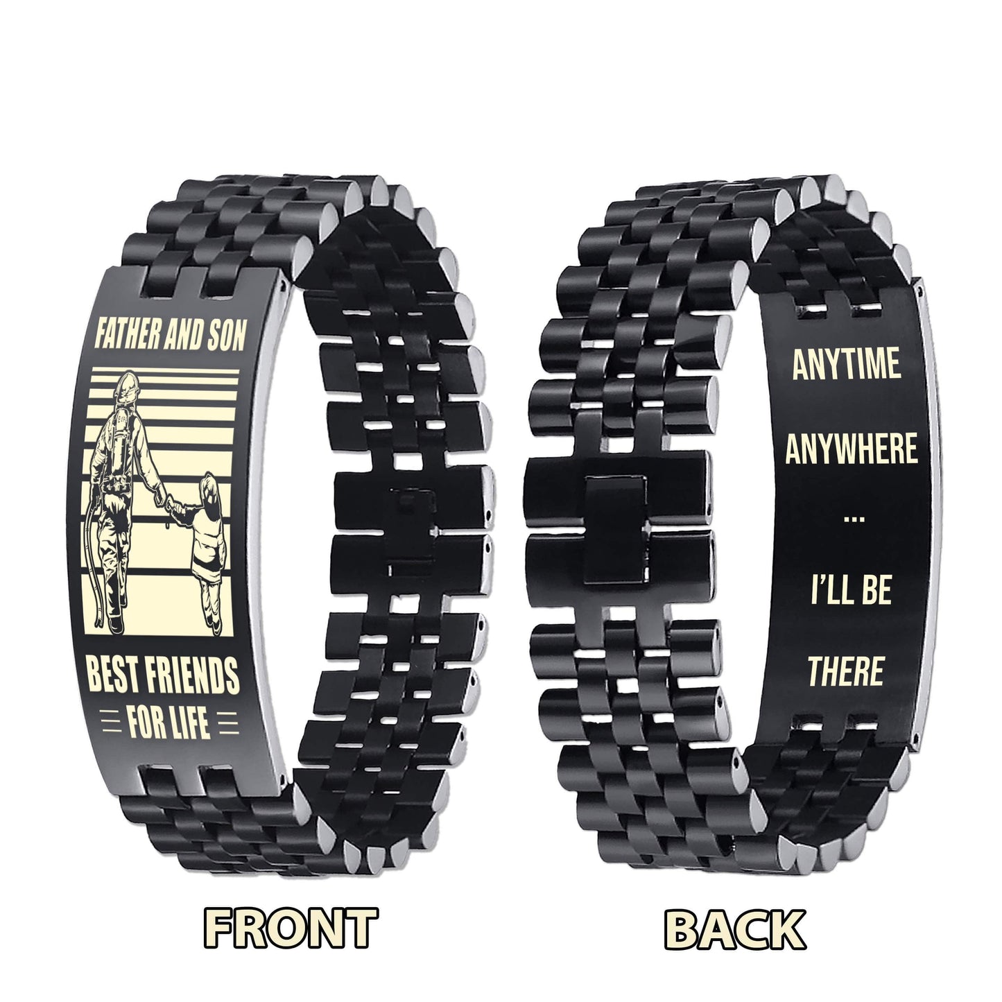 ant biker personalized double sided bracelet father and son best friends for life - message on the back side