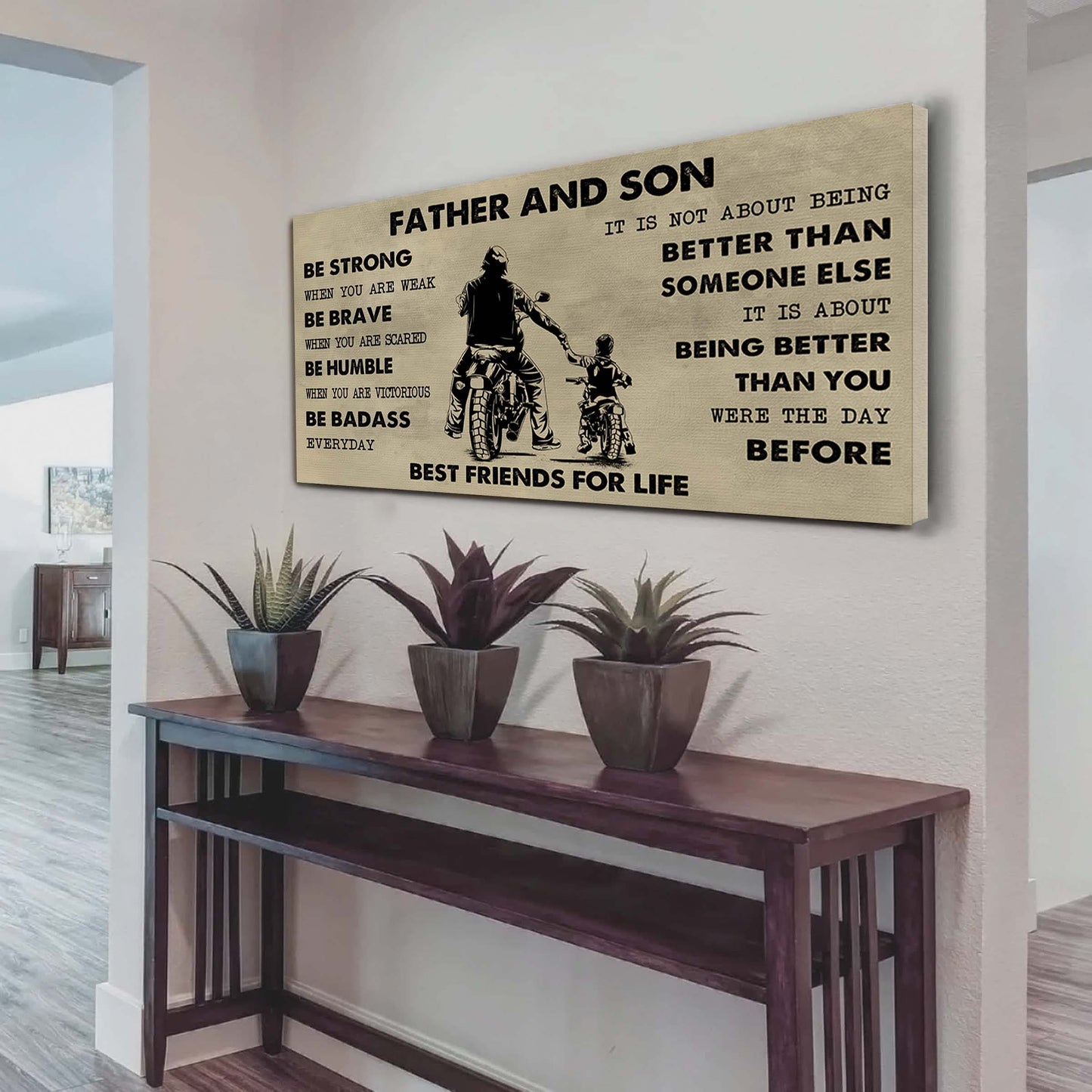 biker father and daughter best friends for life - be strong when you are weak poster canvas gift for daughter from father-photo upload