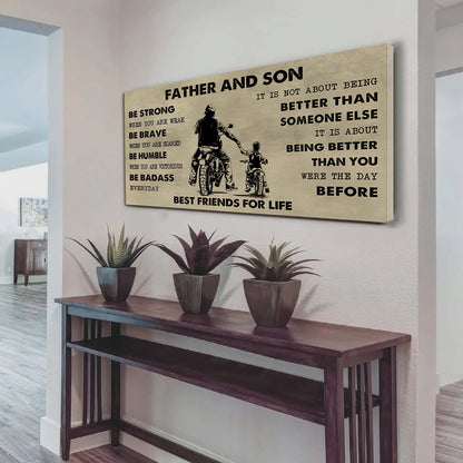 Ver 2 Family Father And Son Best Friends For Life - Be Strong When You Are Weak Poster Canvas Gift For Son From Father