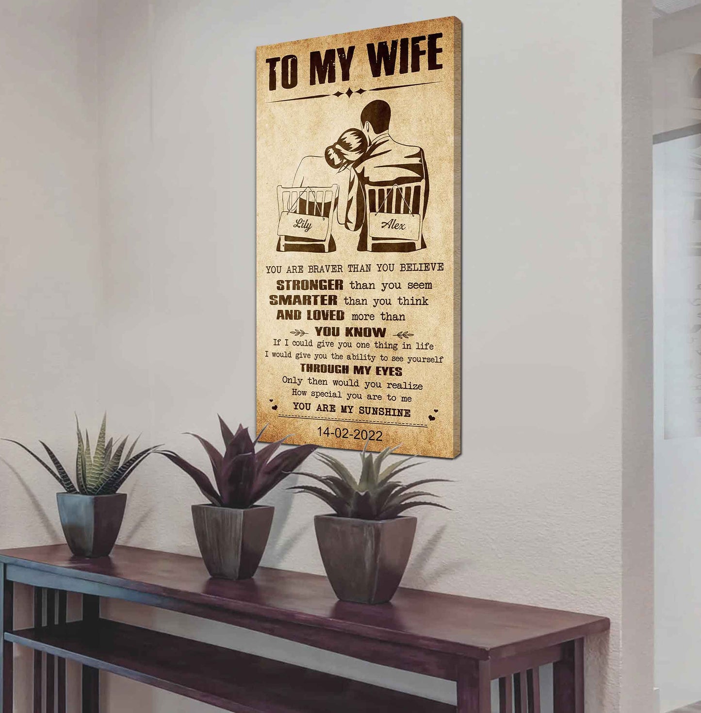 drb vgt- poster canvas you are braver than you believe - you are my sunshine gift for your wife