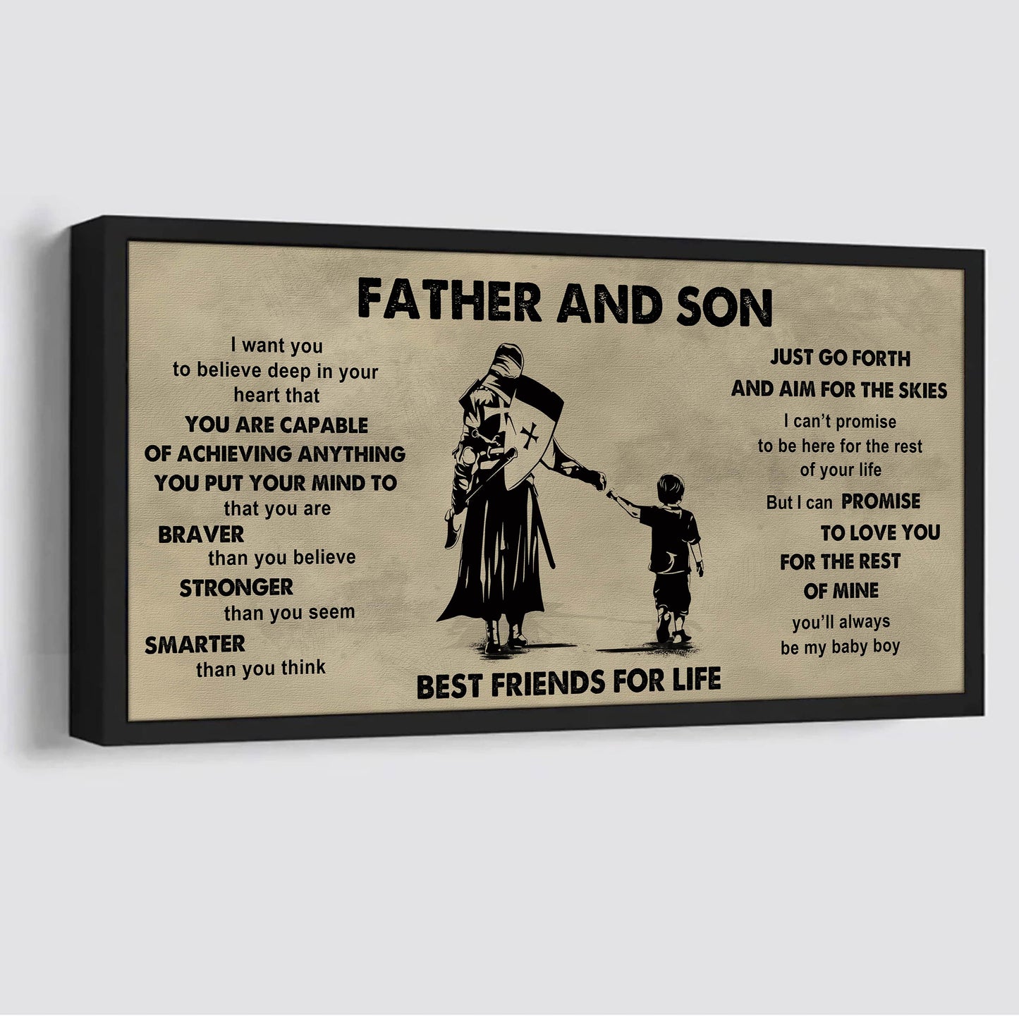 drb vgt father and son best friends for life  - that you are braver than you believe poster canvas gift for son from father