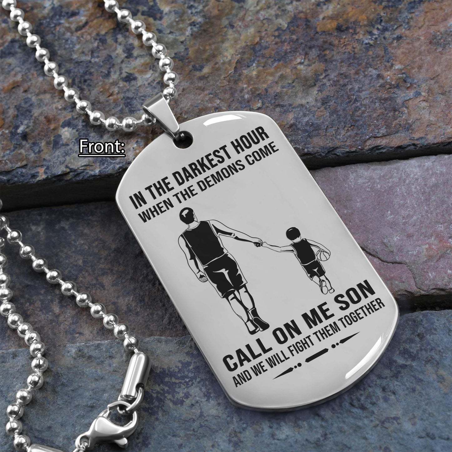 samurai personalized one sided dog tag call on me son and we will fight them together gifts for your son from dad