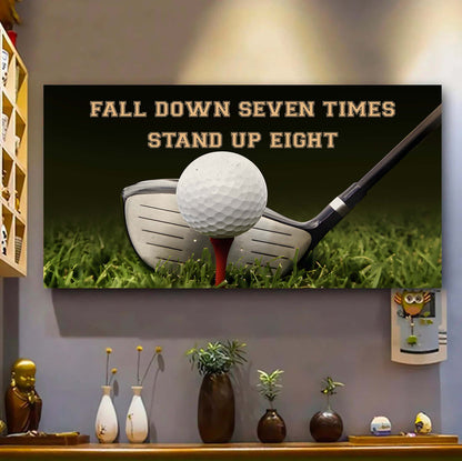 Softball poster canvas fall down seven times stand up eight