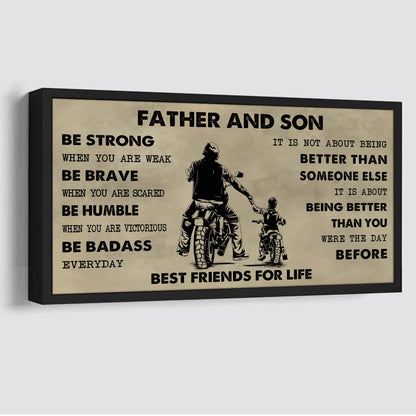 Ver 2 VGT Father And Son Best Friends For Life - Be Strong When You Are Weak Poster Canvas Gift For Son From Father-Photo Upload