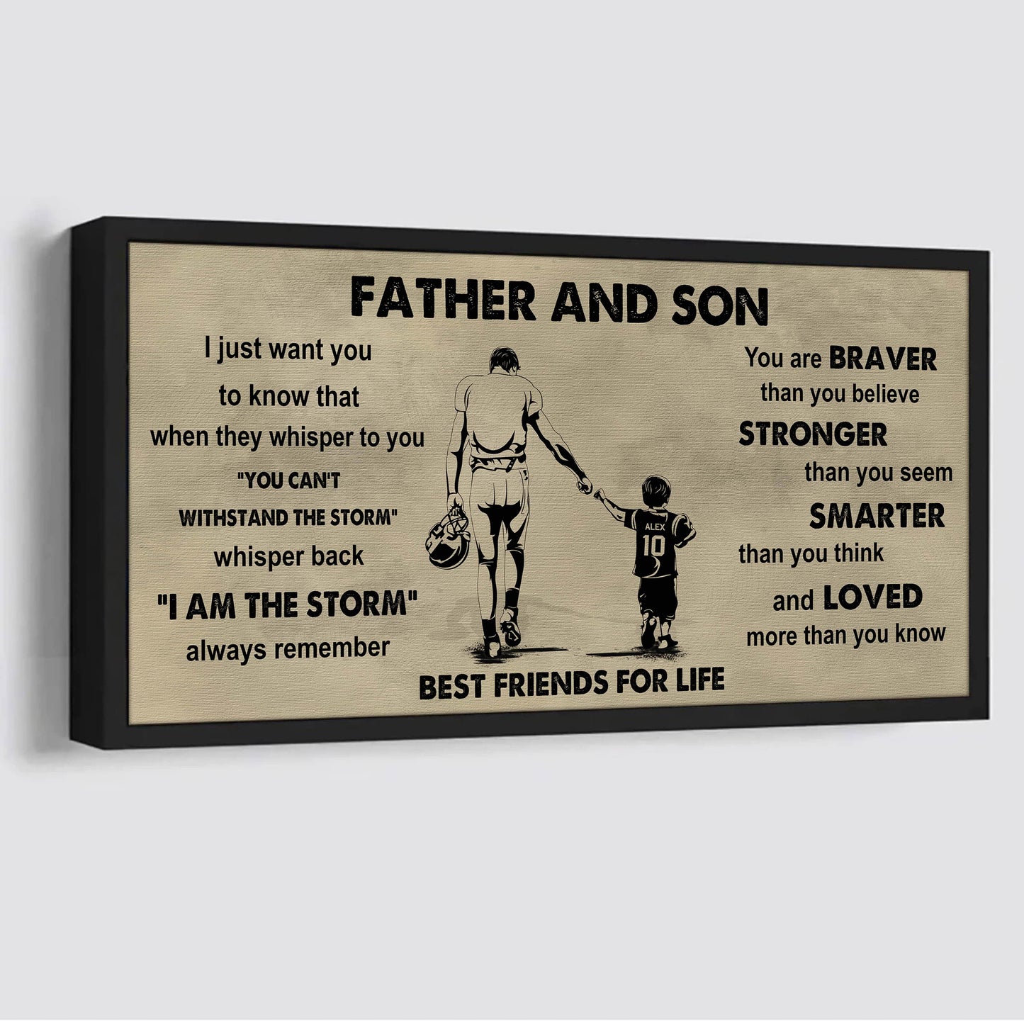 ver 2 drb vgt father and son best friends for life - i am the storm poster canvas gift for son from father