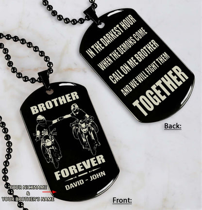 Soldier customizable engraved black dog tag double sided gift from brother, brother forever