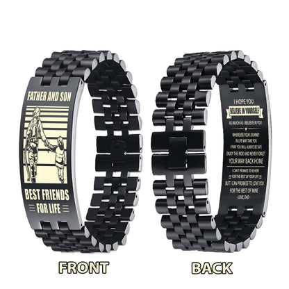 GK STO Personalized Double Sided Bracelet Father And Son Best Friends For Life - Message on the back side