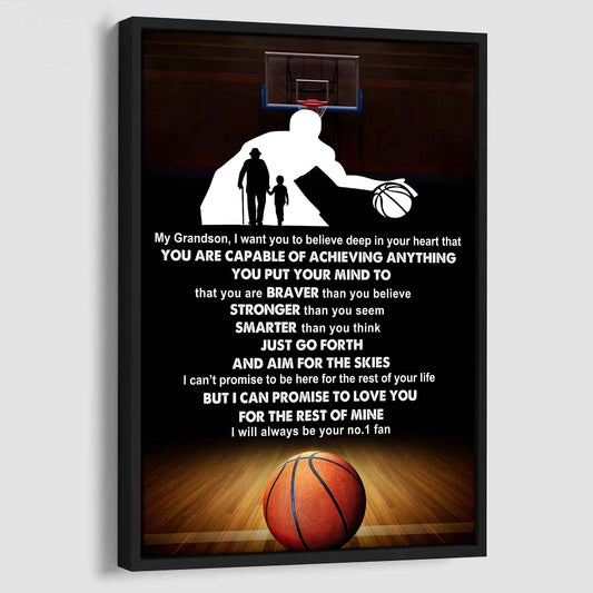 Sport Poster Canvas Grandpa To Grandson - That You Are Braver Than You Believe You Are Capable Of I Will Always Your No 1 Fan