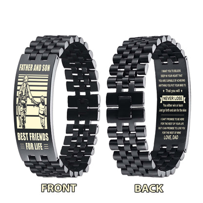 Samurai Personalized Double Sided Bracelet Father And Son Best Friends For Life - Message on the back side
