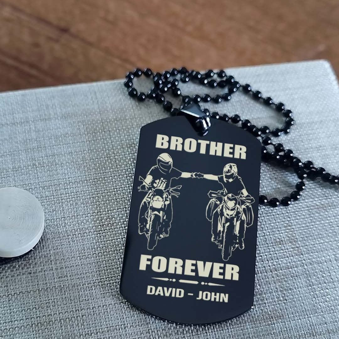 customizable engraved black dog tag double sided gift from brother, brother forever