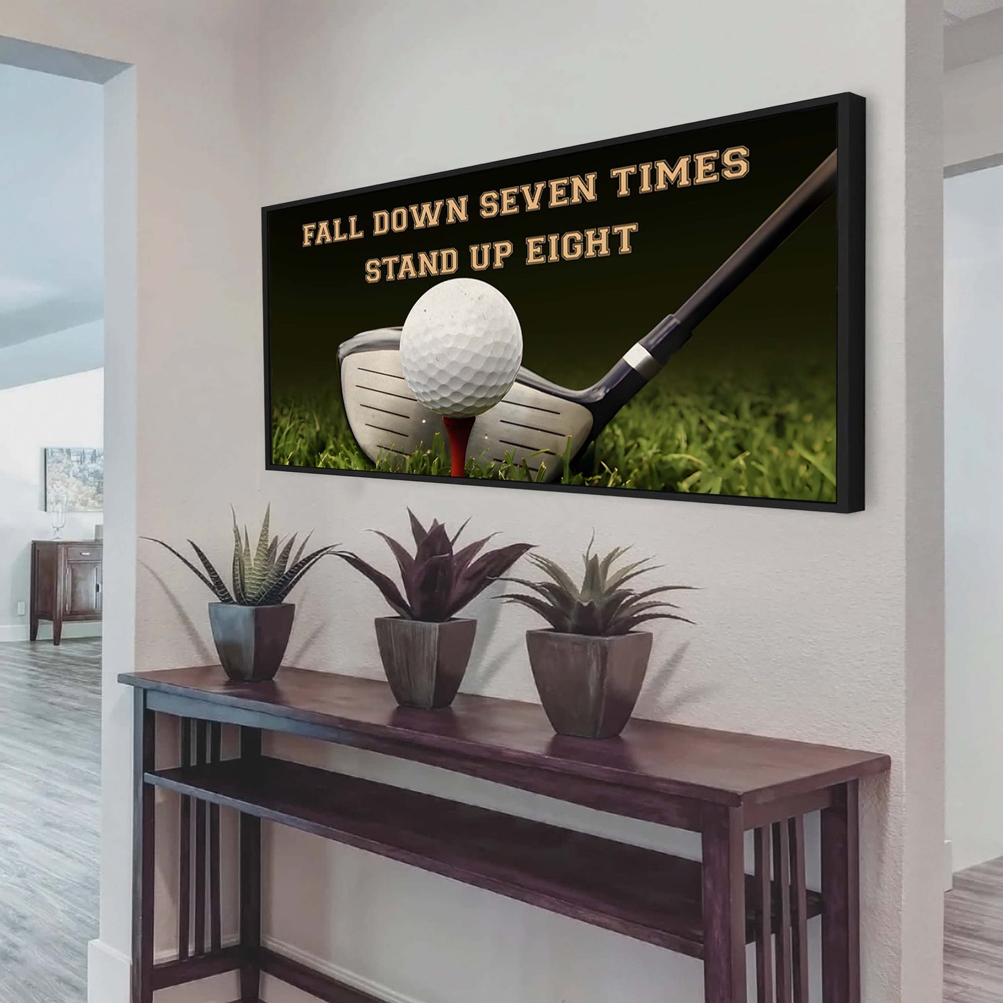 golf poster canvas fall down seven times stand up eight