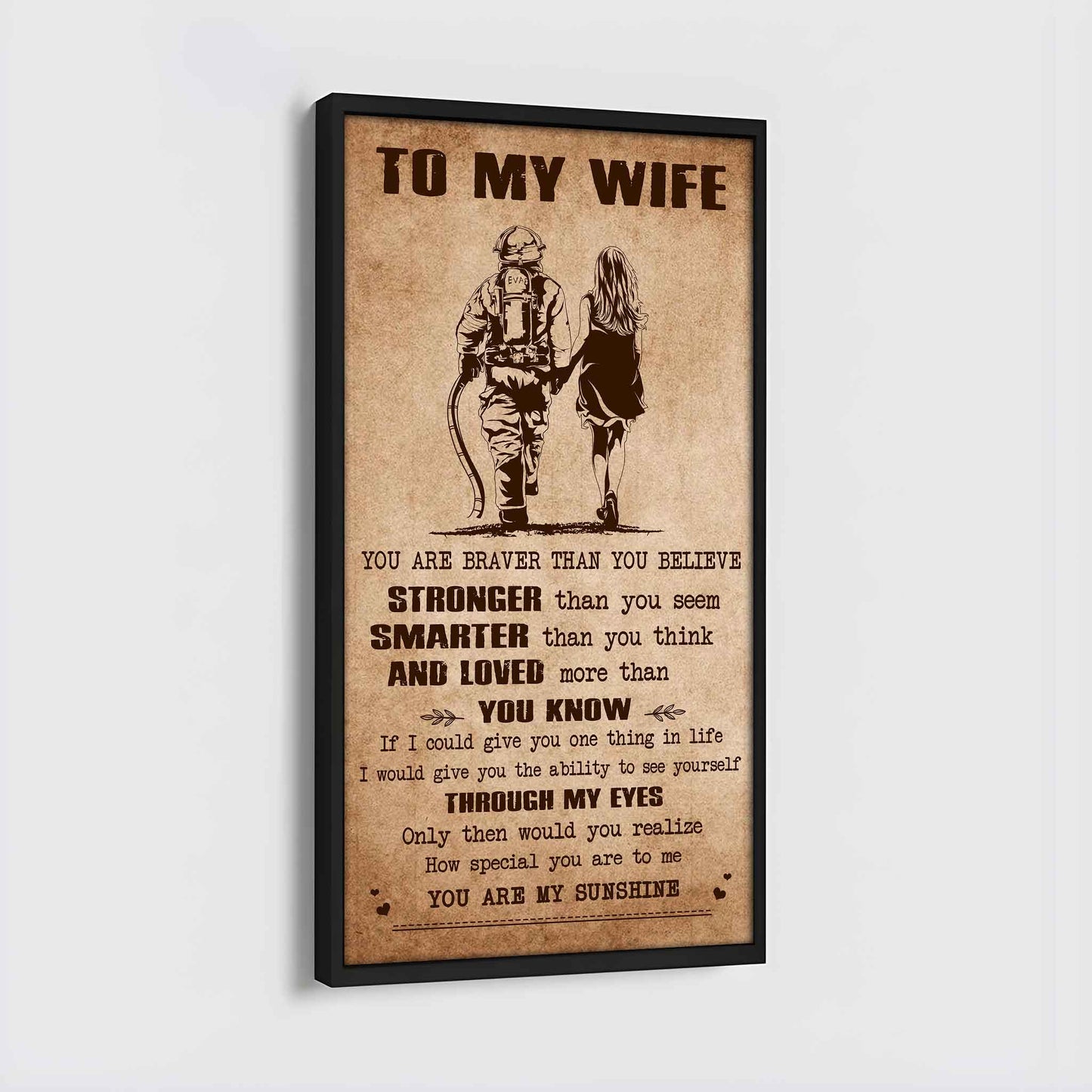 samurai poster canvas you are braver than you believe - you are my sunshine gift for your wife