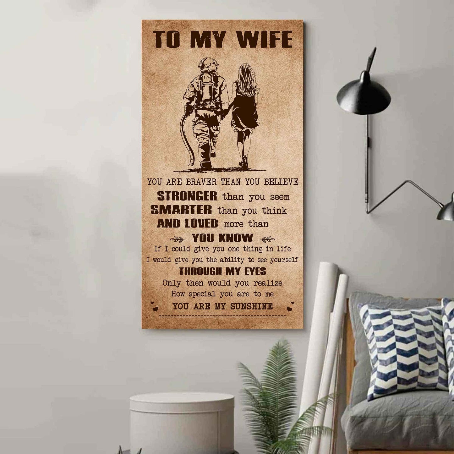 samurai poster canvas you are braver than you believe - you are my sunshine gift for your wife