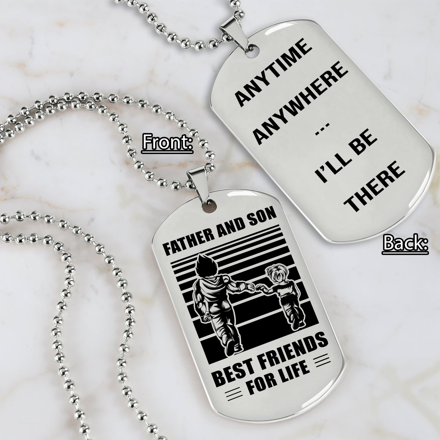 personalized double sided dog tag father and son best friends for life i will be there