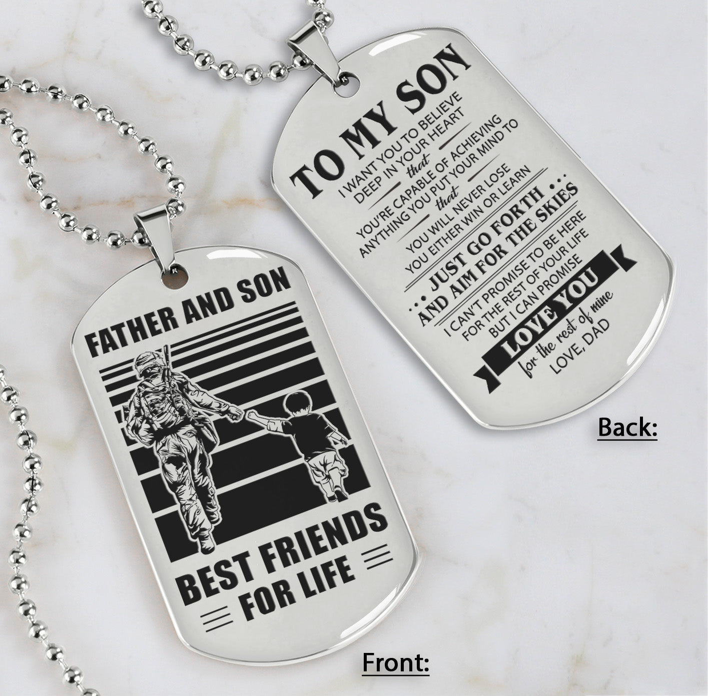 hm12 - customizabled double sided dog tag father and son best friends for life