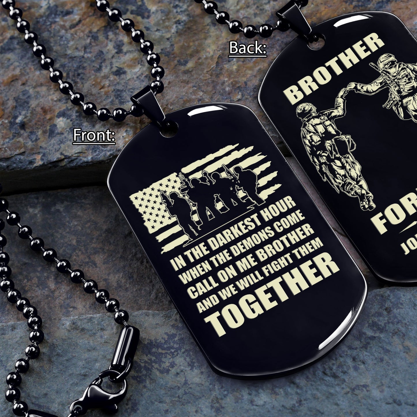 soldier dog tag black call on me brother father's day and 4th of july day gifts