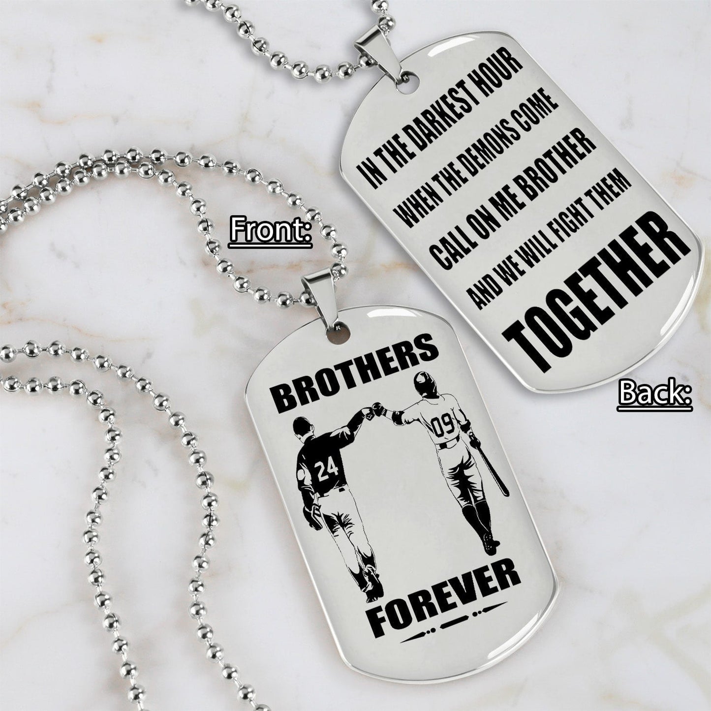 biker customizable engraved black dog tag double sided gift from brother, brother forever