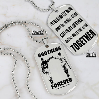 Biker customizable engraved black dog tag double sided gift from brother, brother forever