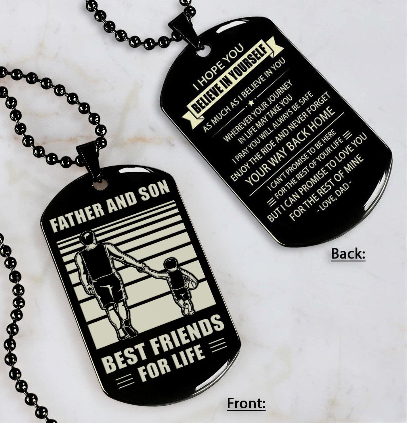 basketball any personalized double sided dog tag father and son best friends for life - message on the back side