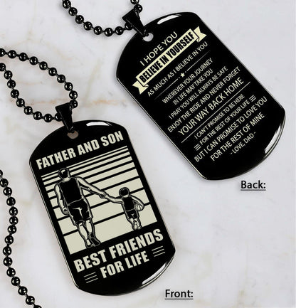 Basketball ANY Personalized Double Sided Dog Tag Father And Son Best Friends For Life - Message on the back side