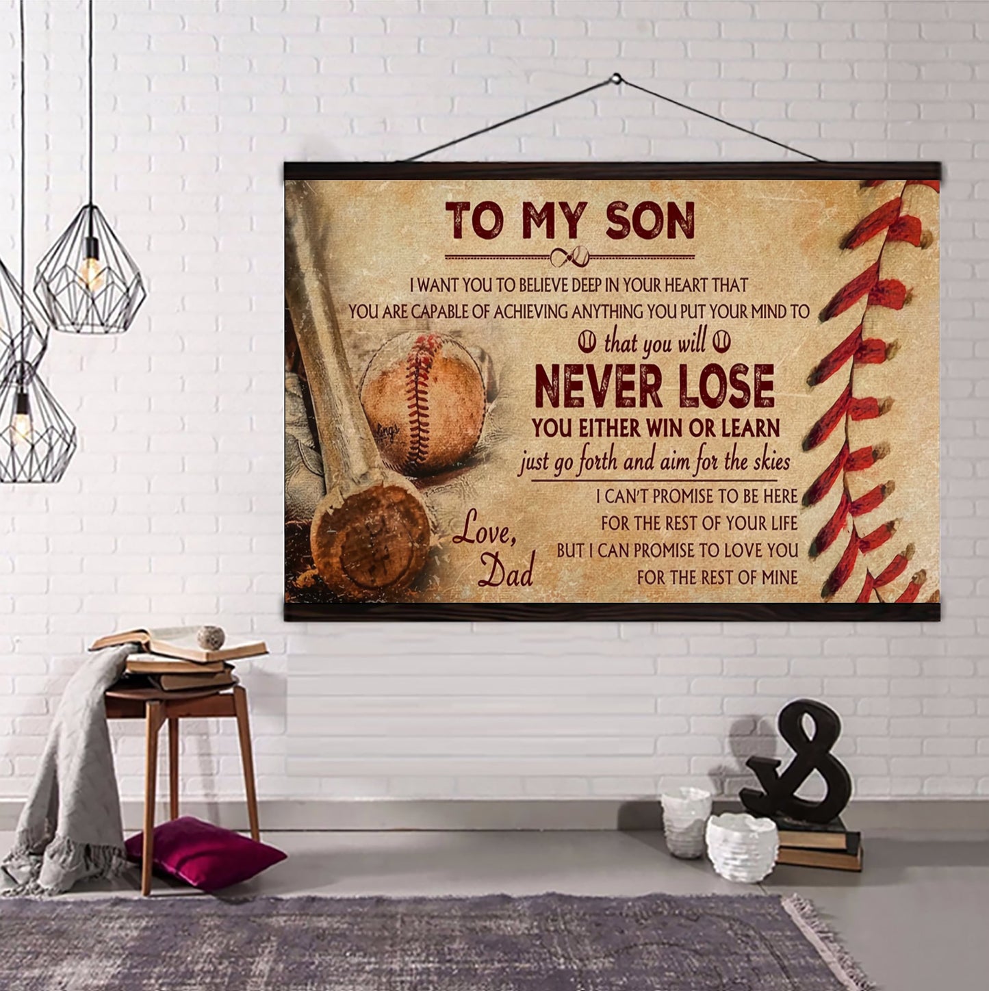 customizable baseball poster canvas - you will never lose you either win or learn i can promise to love you for the rest of mine