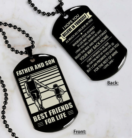 Basketball WBH Personalized Double Sided Dog Tag Father And Son Best Friends For Life - Message on the back side